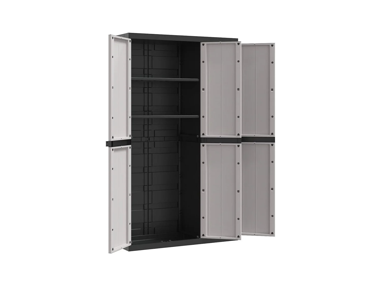 Armoire de rangement d'extérieur gris et noir 97x37x165 cm PP