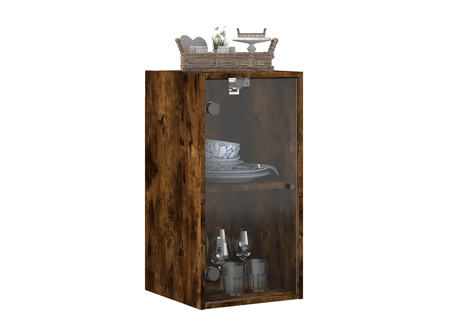 Armoire murale avec portes en verre chêne fumé 35x37x68,5 cm