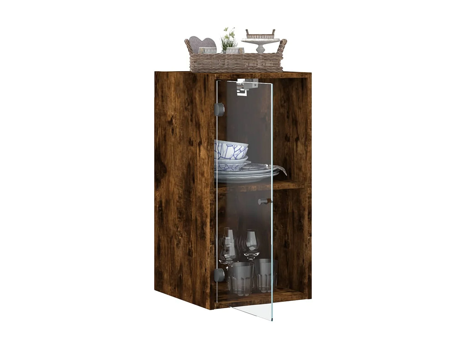 Armoire murale avec portes en verre chêne fumé 35x37x68,5 cm