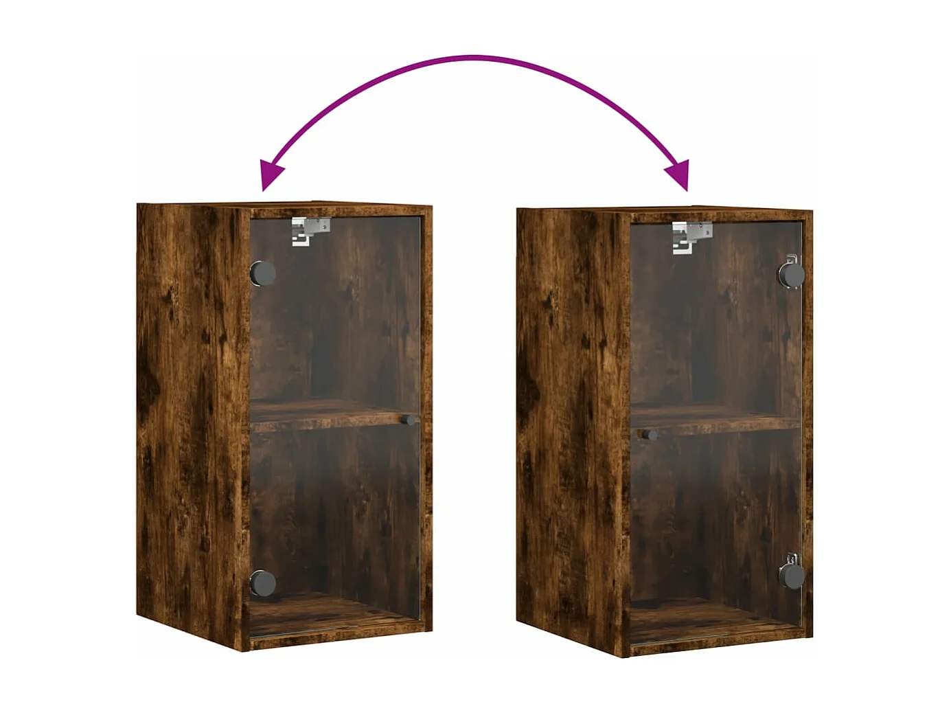 Armoire murale avec portes en verre chêne fumé 35x37x68,5 cm