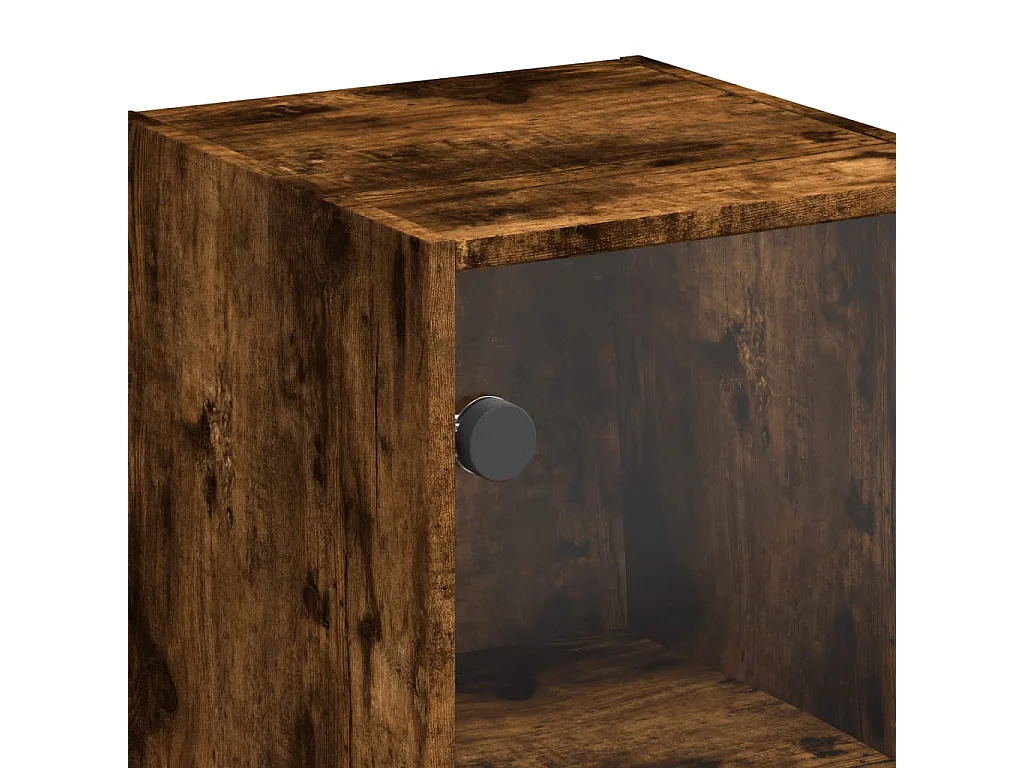 Armoire murale avec portes en verre chêne fumé 35x37x68,5 cm