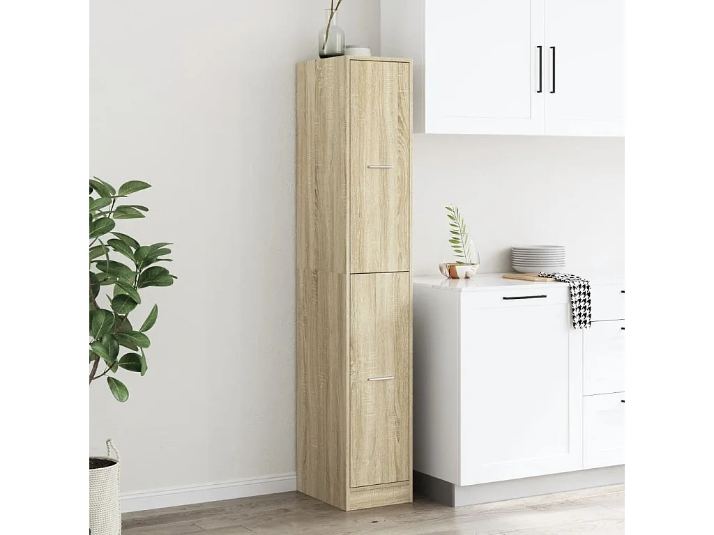 Armário de boticário de madeira projetada em carvalho Sonoma