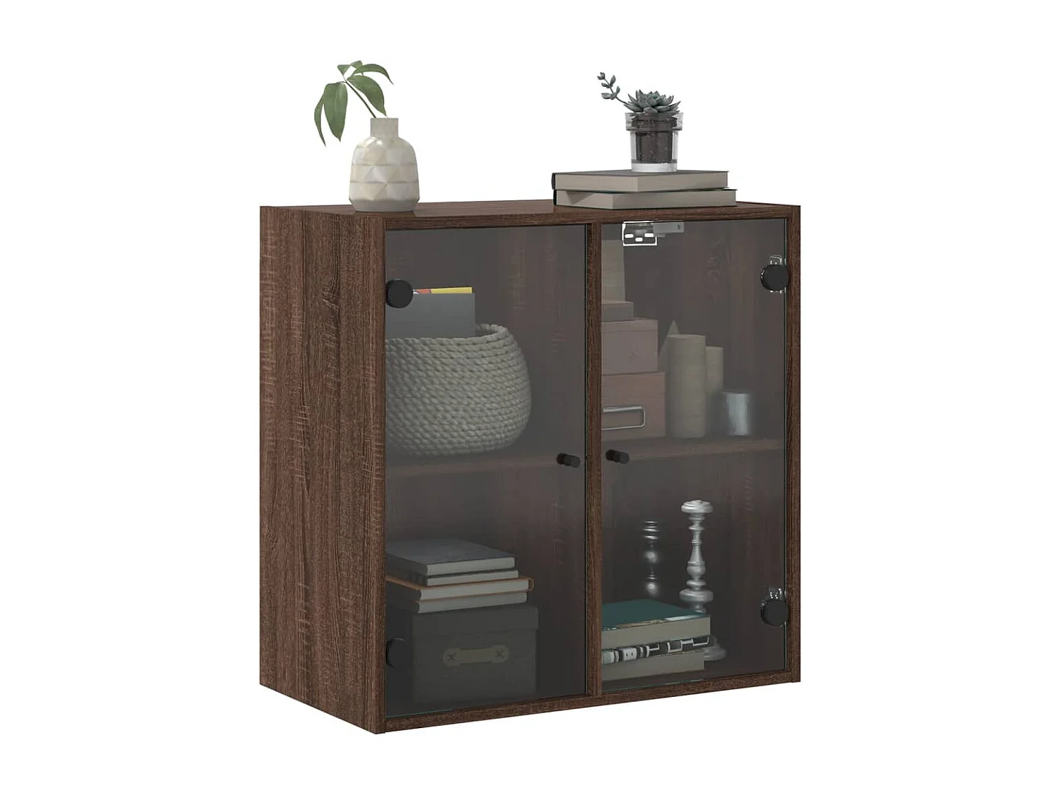 Armoire murale avec portes en verre chêne marron 68x37x68,5 cm