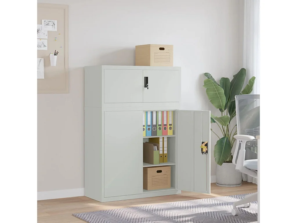 Hellgrauer Aktenschrank 90x40x130 cm aus Stahl