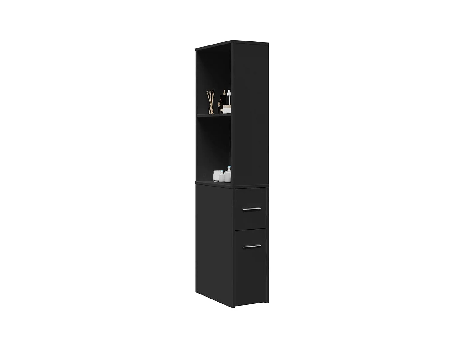 Armoire de salle de bain étroite avec roulettes noir
