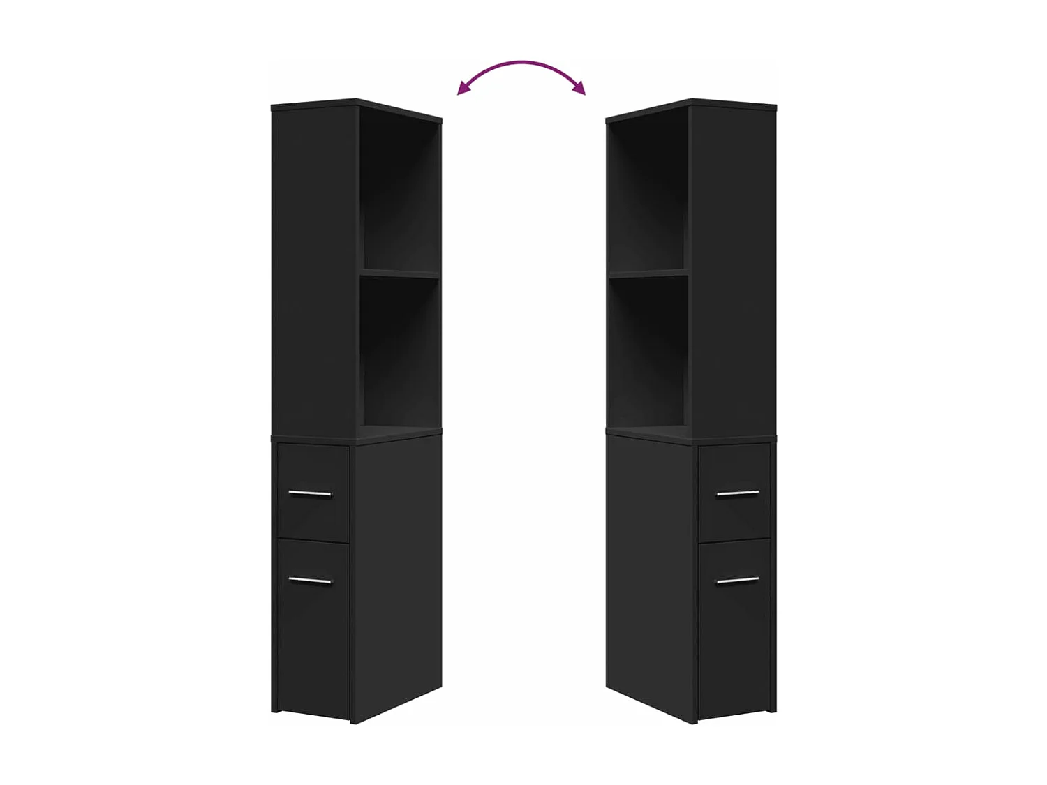 Armoire de salle de bain étroite avec roulettes noir