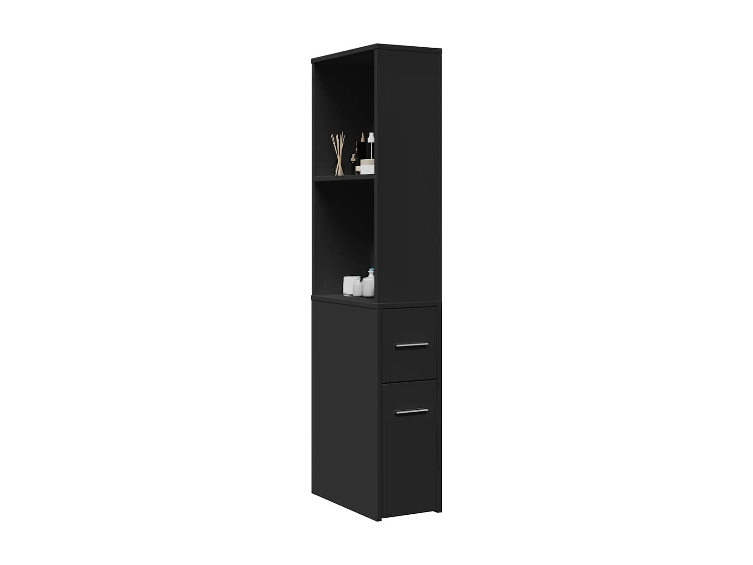 Armoire de salle de bain étroite avec roulettes noir