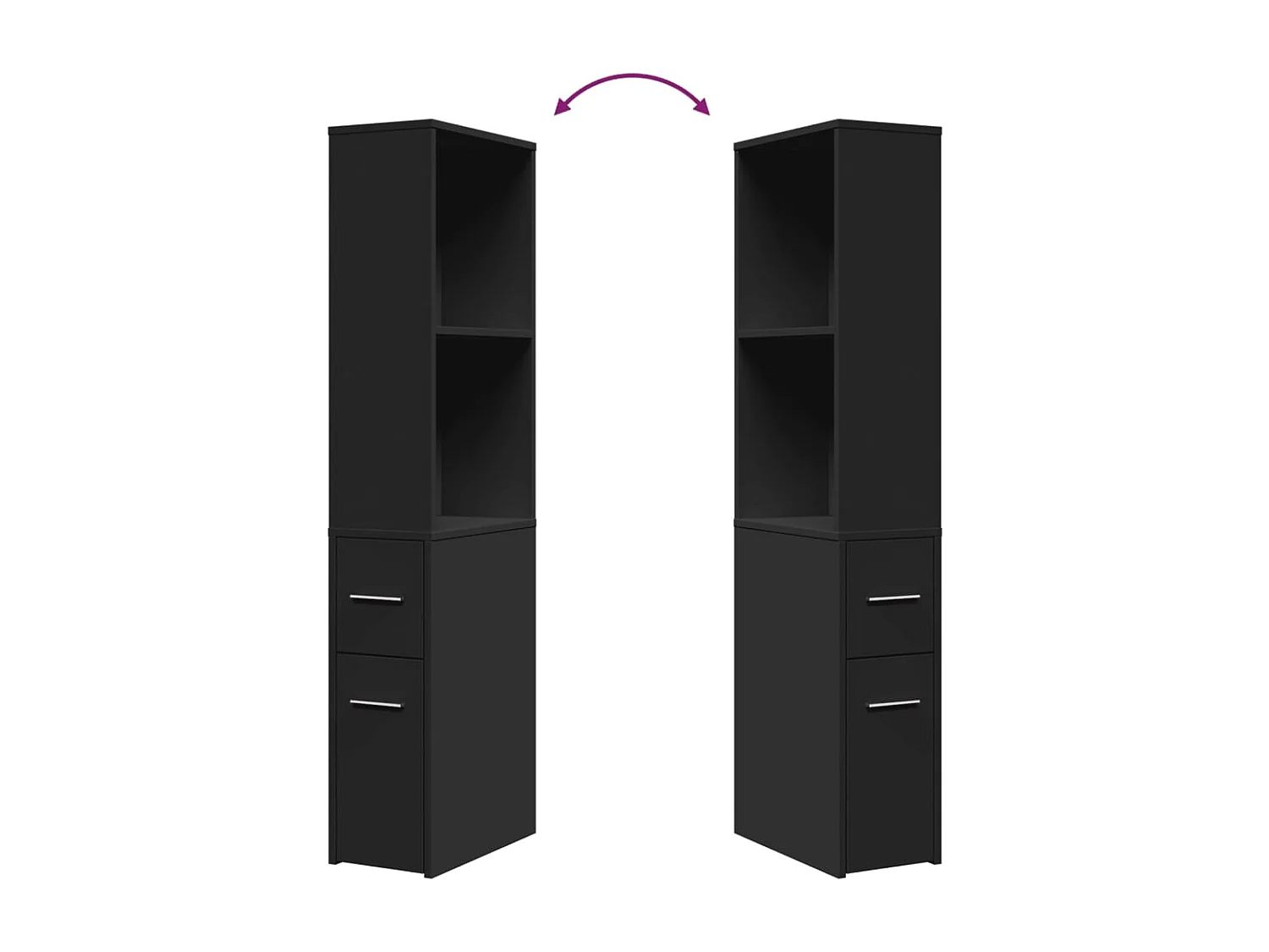 Armoire de salle de bain étroite avec roulettes noir