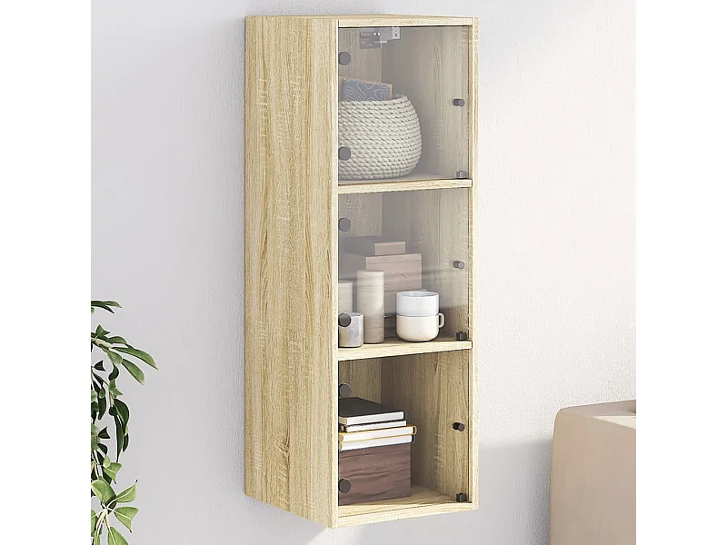 Mueble de pared con puertas de cristal roble sonoma 35x37x100 cm