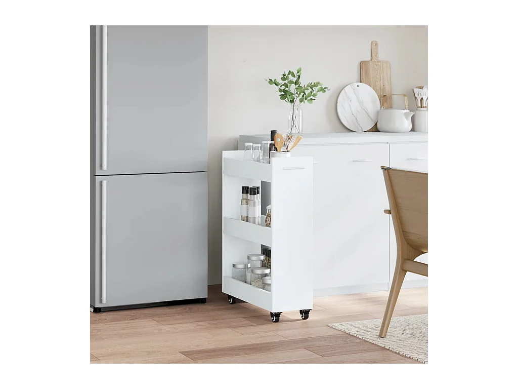 Armoire avec roues blanc 60x22x79 cm bois d'ingénierie