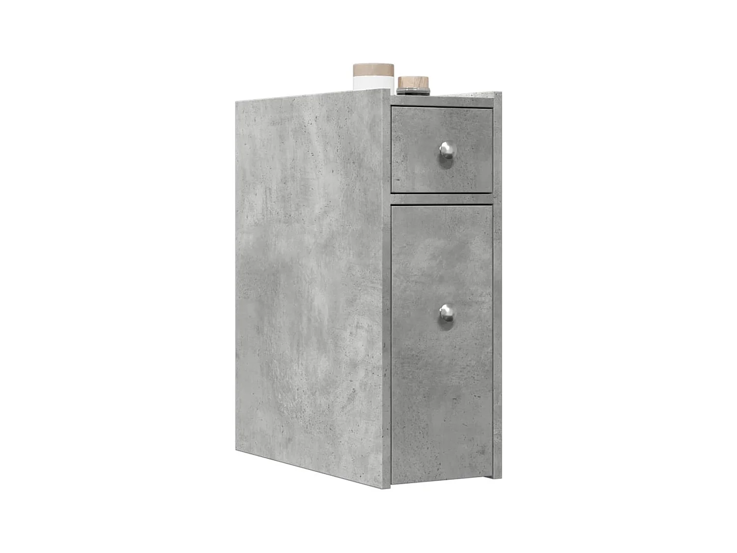 Mobile da bagno stretto con ruote grigio cemento