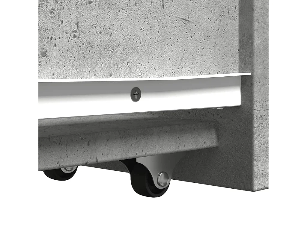 Armoire de salle de bain étroite avec roulettes gris béton