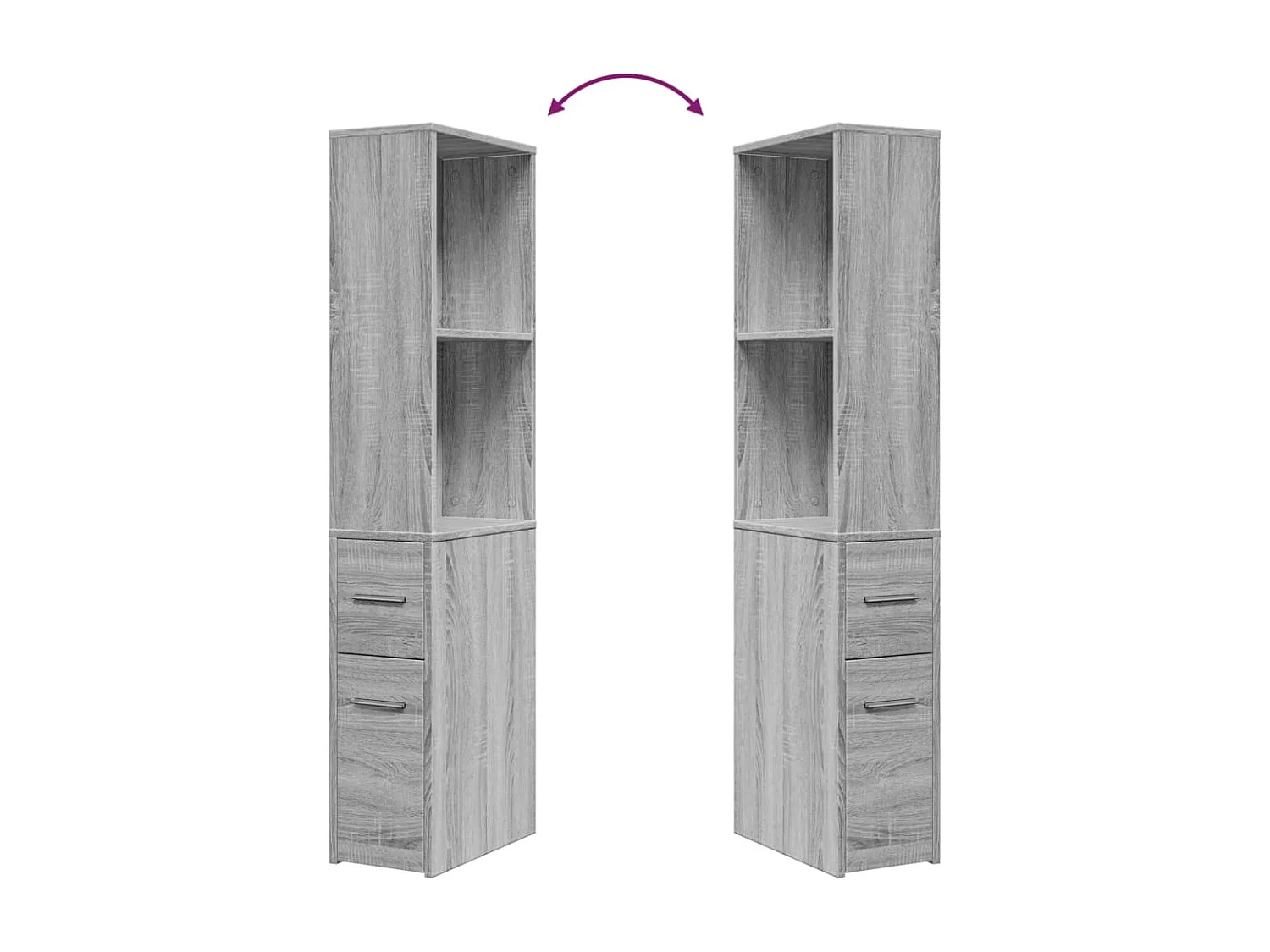 Armoire de salle de bain étroite avec roulettes sonoma gris