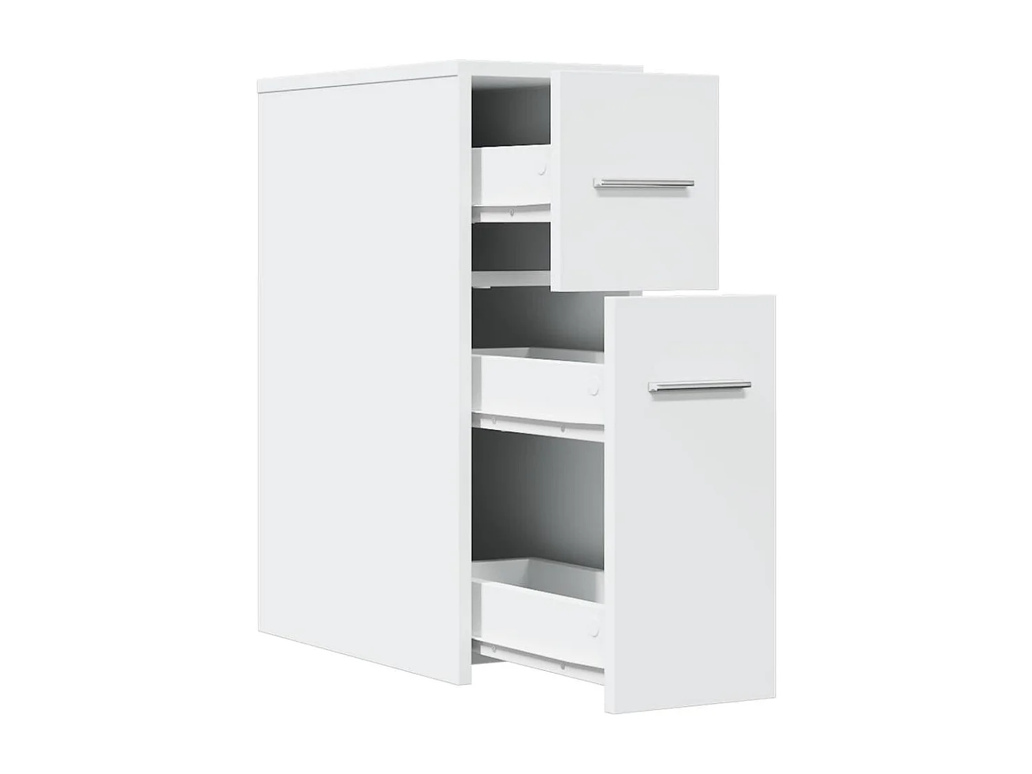 Armoire de salle de bain étroite avec roulettes blanc