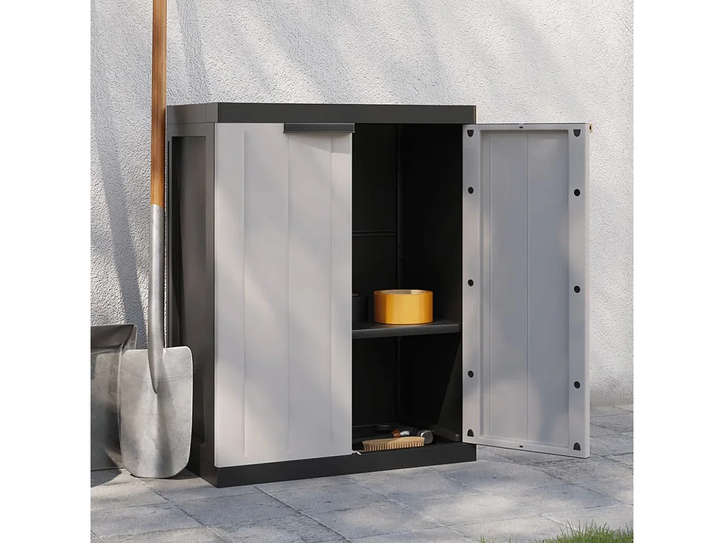 Armario exterior gris y negro 65x37x85 cm PP