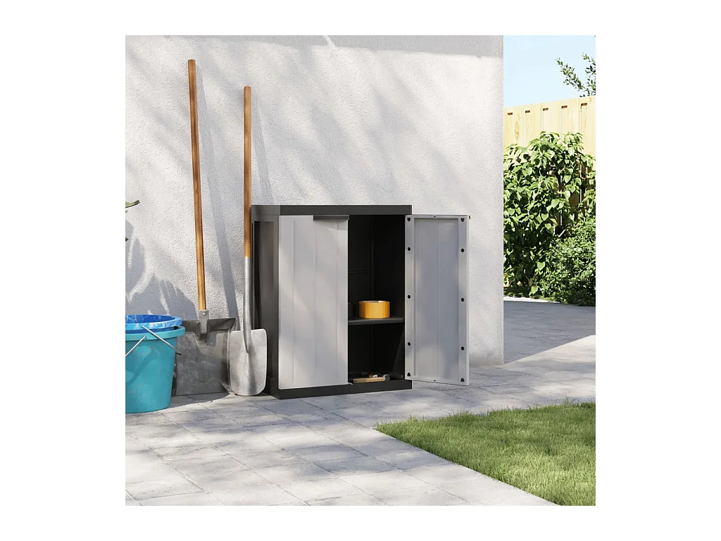 Armoire de rangement d'extérieur gris et noir 65x37x85 cm PP