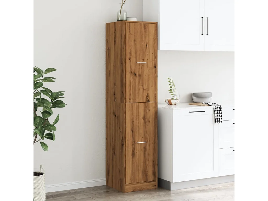 Mueble boticario artesanal en madera contrachapada de roble.