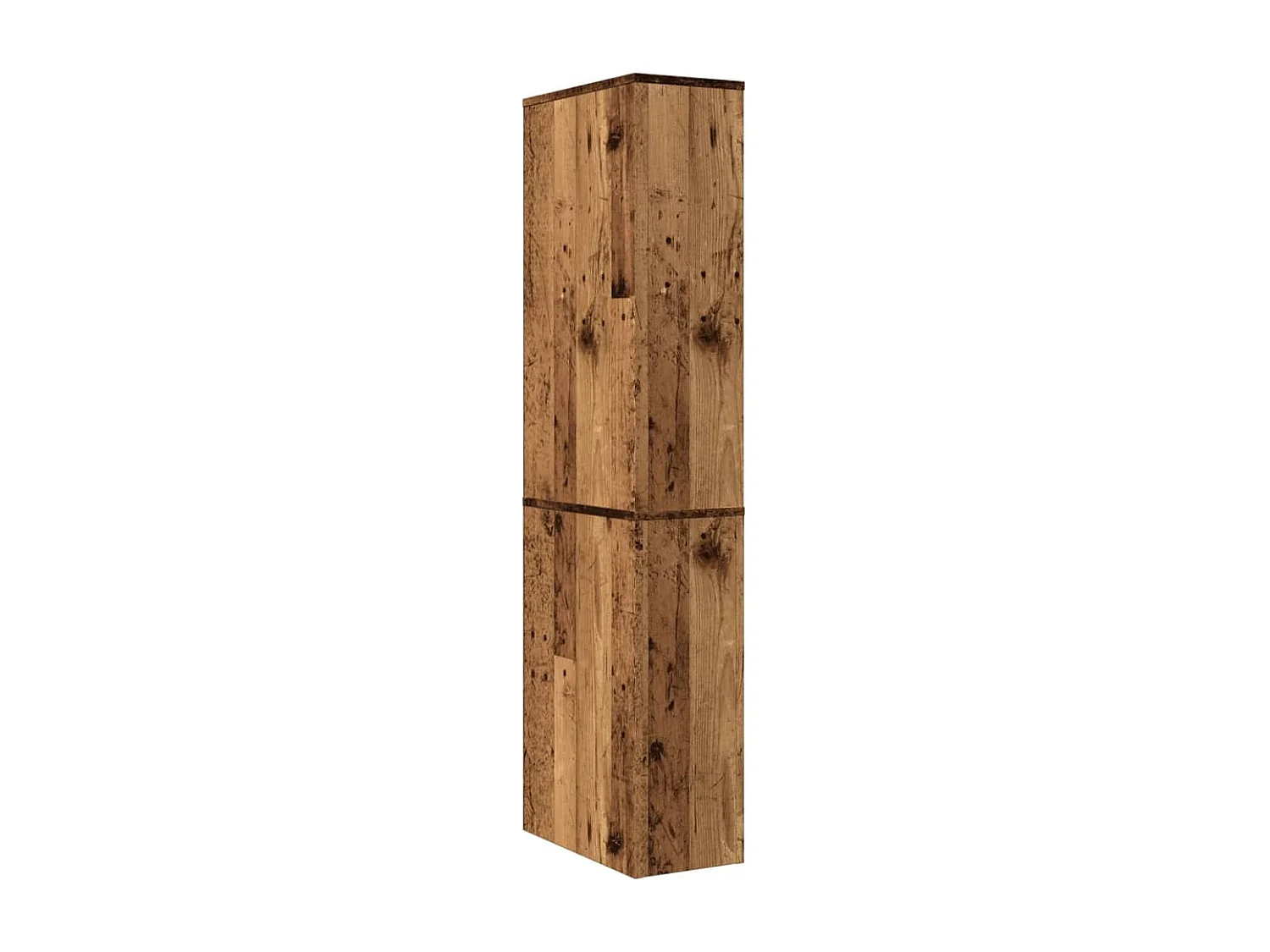 Armoire de salle de bain étroite avec roulettes vieux bois