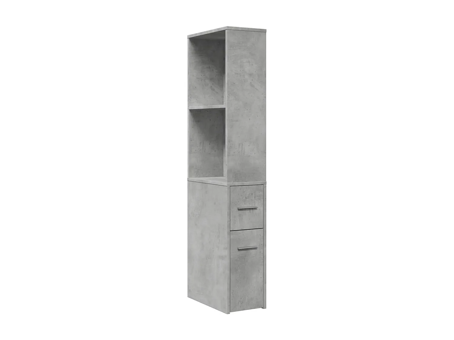 Armoire de salle de bain étroite avec roulettes gris béton