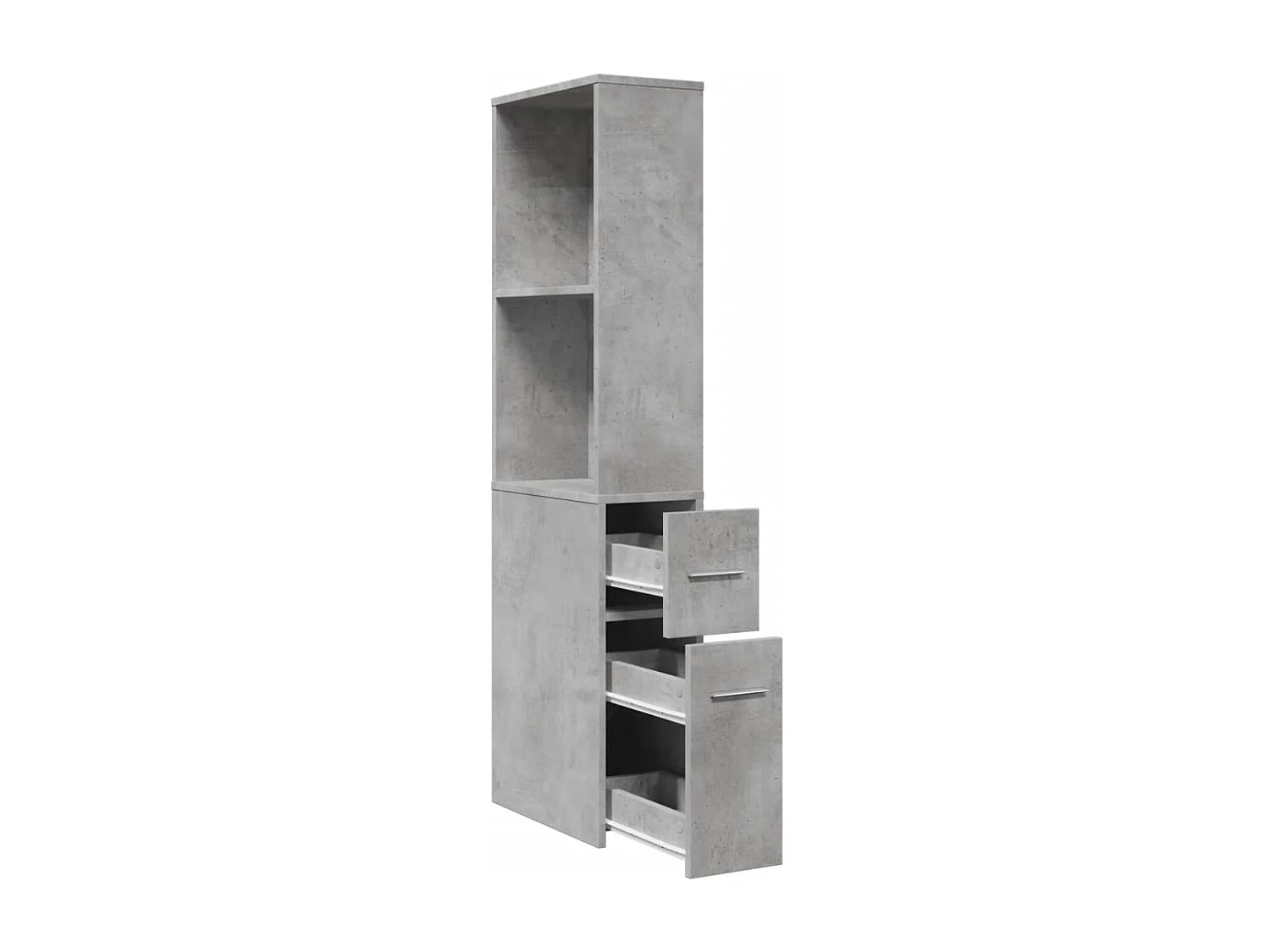 Armoire de salle de bain étroite avec roulettes gris béton