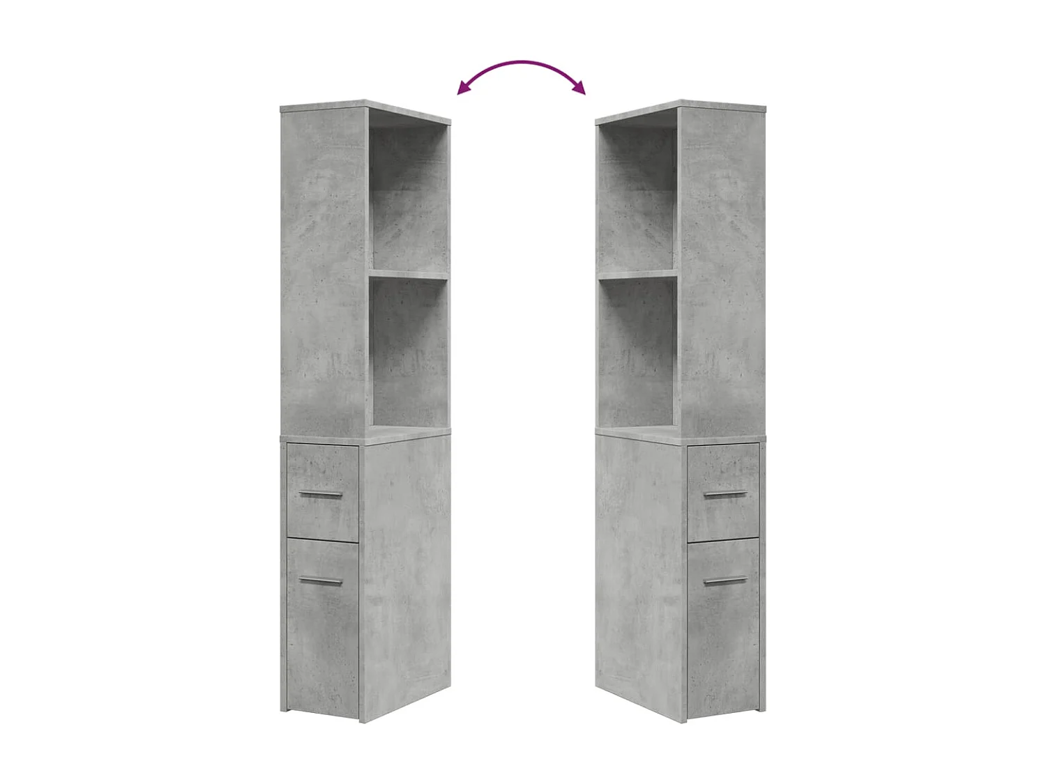 Armoire de salle de bain étroite avec roulettes gris béton