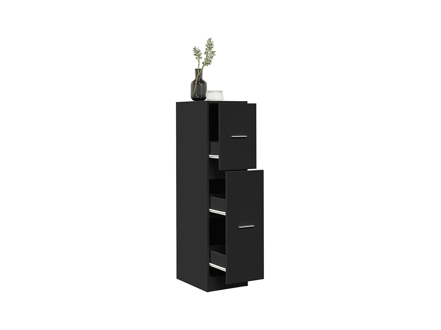 Zwarte apothekerskast 30x41x118 cm samengesteld hout