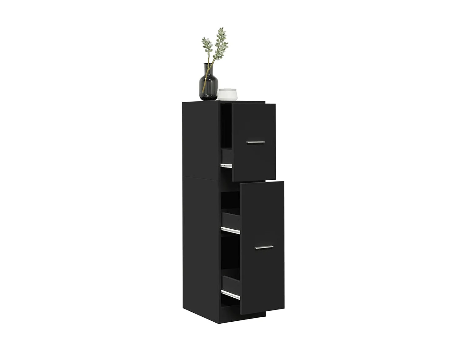 Armoire d'apothicaire noir 30x41x118 cm bois d'ingénierie