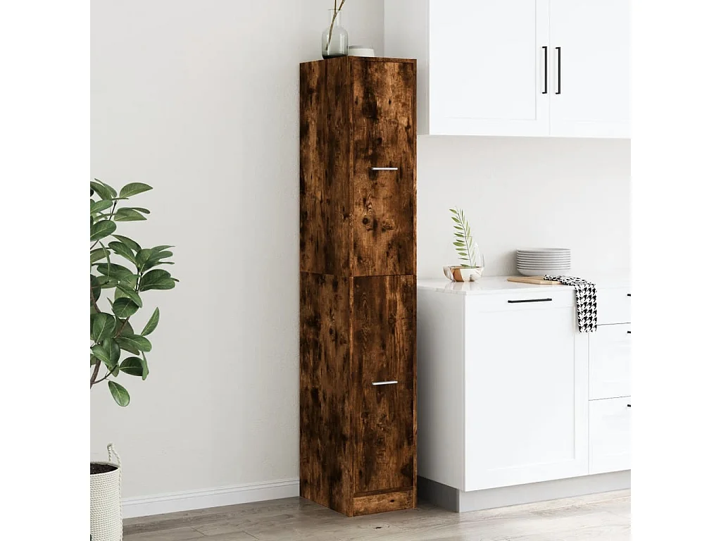 Apothekerschrank aus geräucherter Eiche, 30 x 41 x 174,5 cm, Holzwerkstoff
