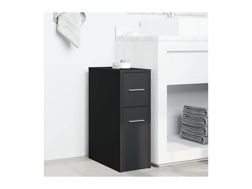 Armoire de salle de bain étroite avec roulettes noir