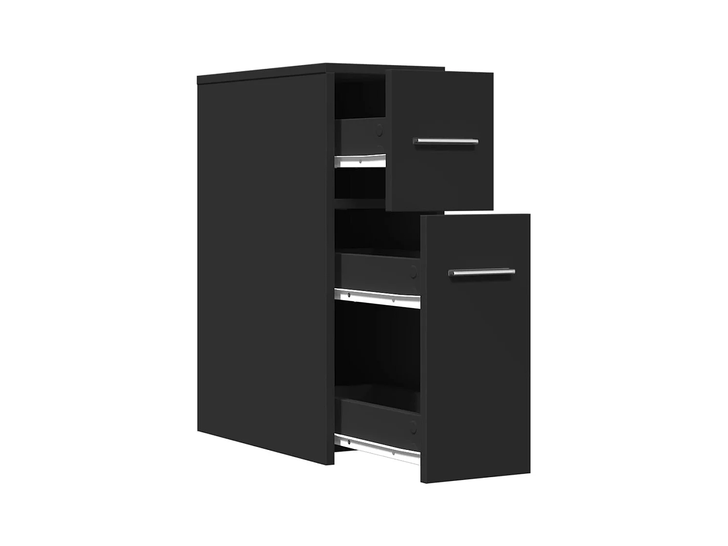 Armoire de salle de bain étroite avec roulettes noir