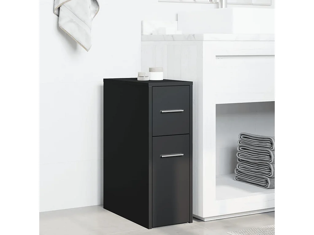 Armoire de salle de bain étroite avec roulettes noir