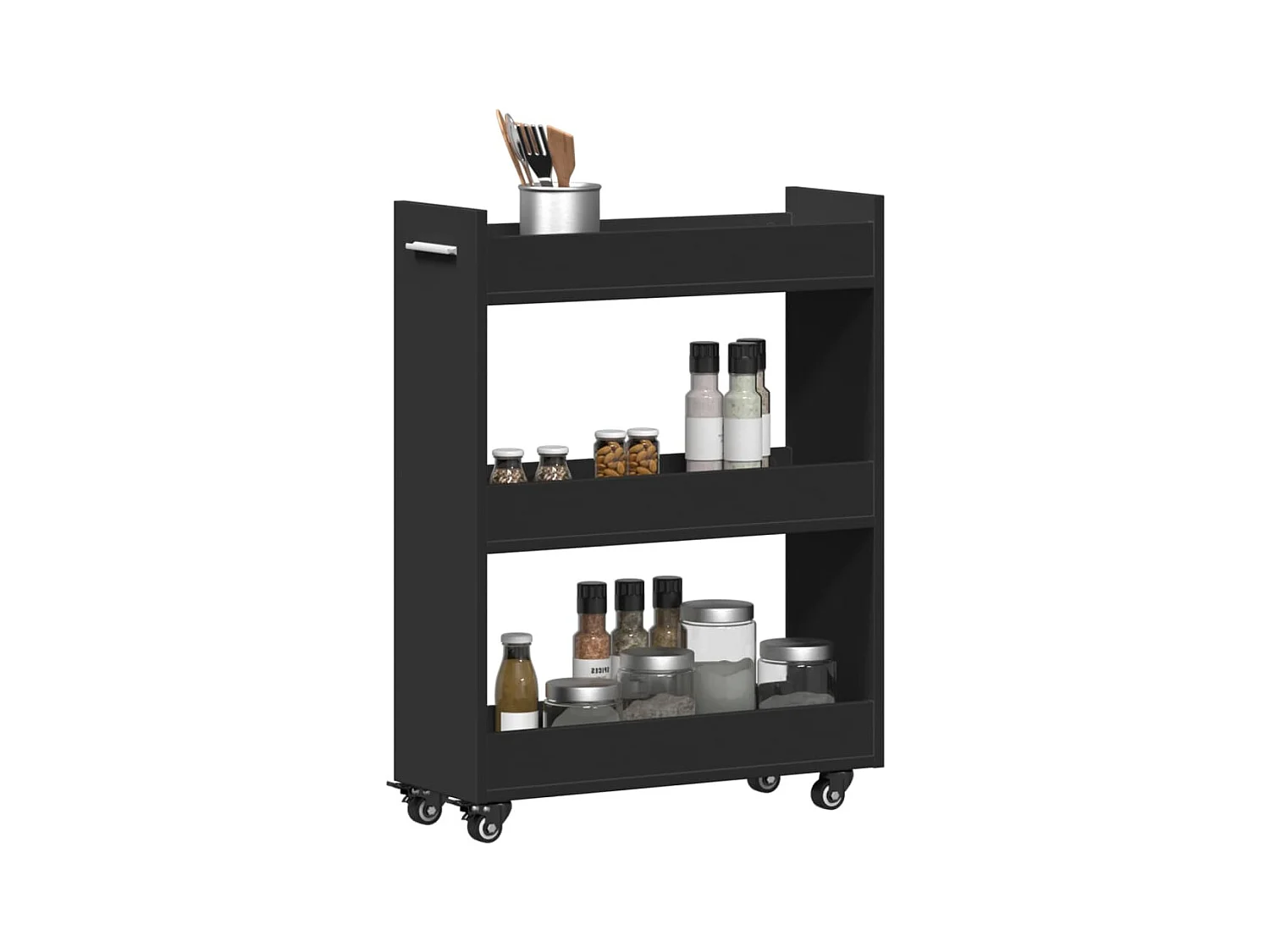 Armoire avec roues noir 60x22x79 cm bois d'ingénierie
