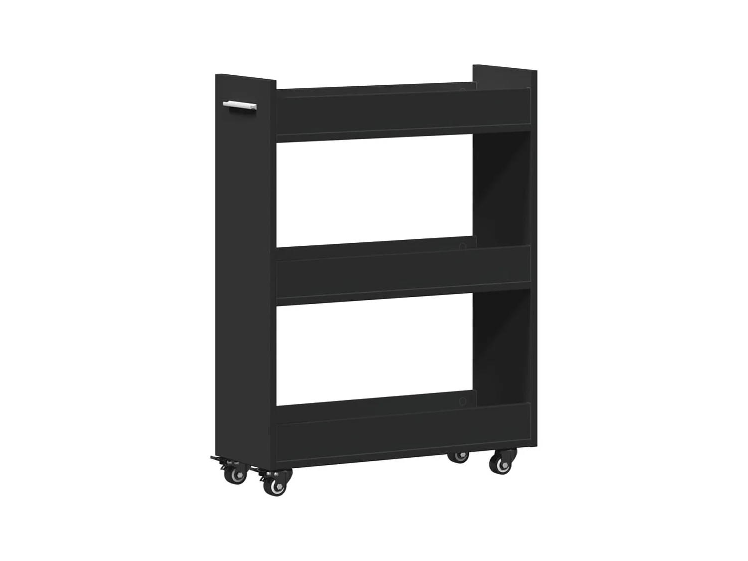 Armoire avec roues noir 60x22x79 cm bois d'ingénierie