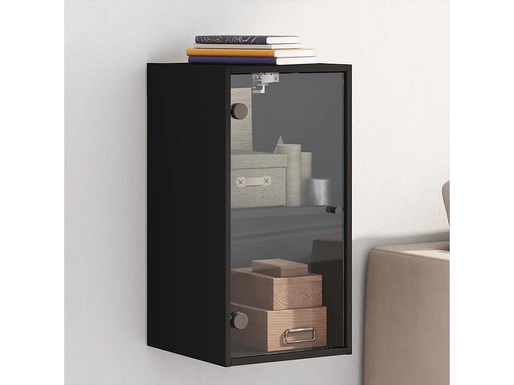Armoire murale avec portes en verre noir 35x37x68,5 cm