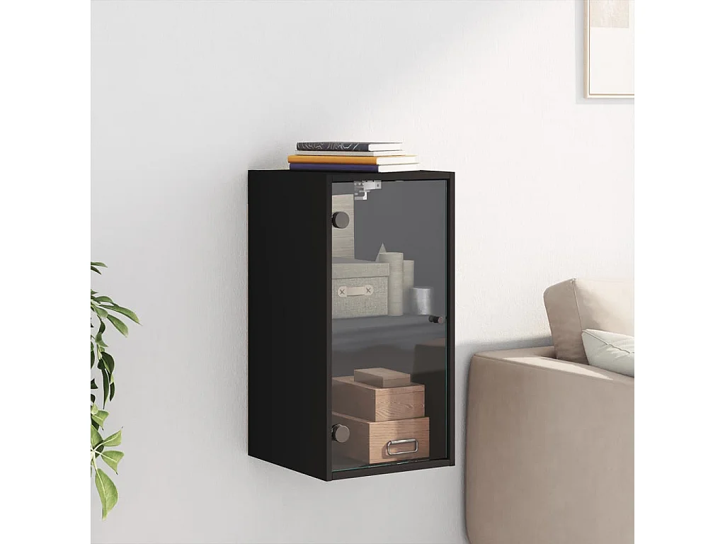 Armoire murale avec portes en verre noir 35x37x68,5 cm