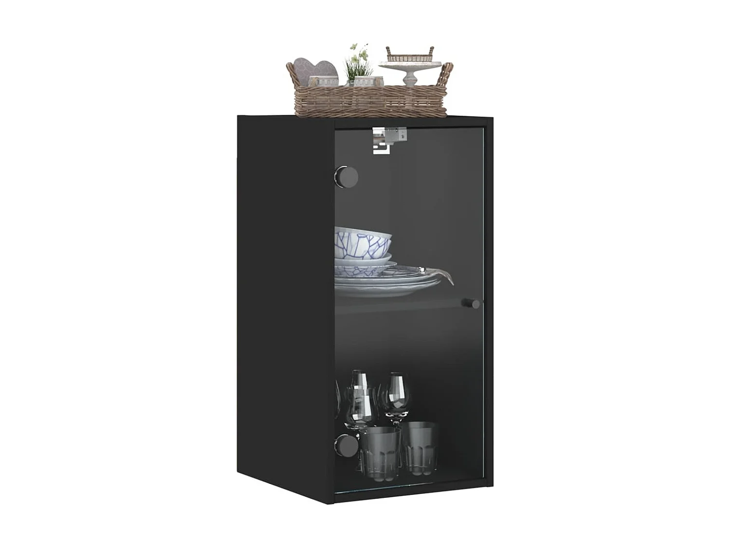 Armoire murale avec portes en verre noir 35x37x68,5 cm