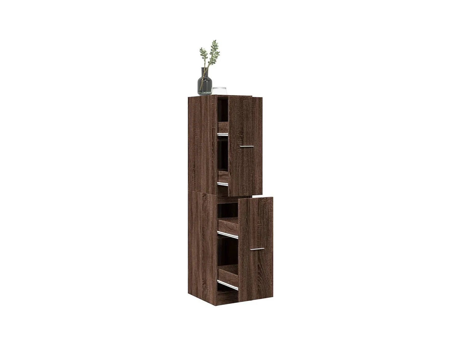 Bruin eiken apothekerskast 30x41x144,5 cm samengesteld hout