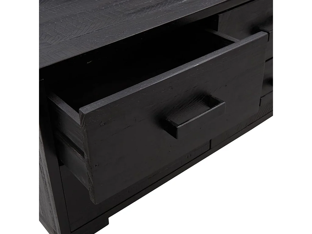 Mobile portaoggetti Nero 110x30x45 cm Legno di pino massiccio