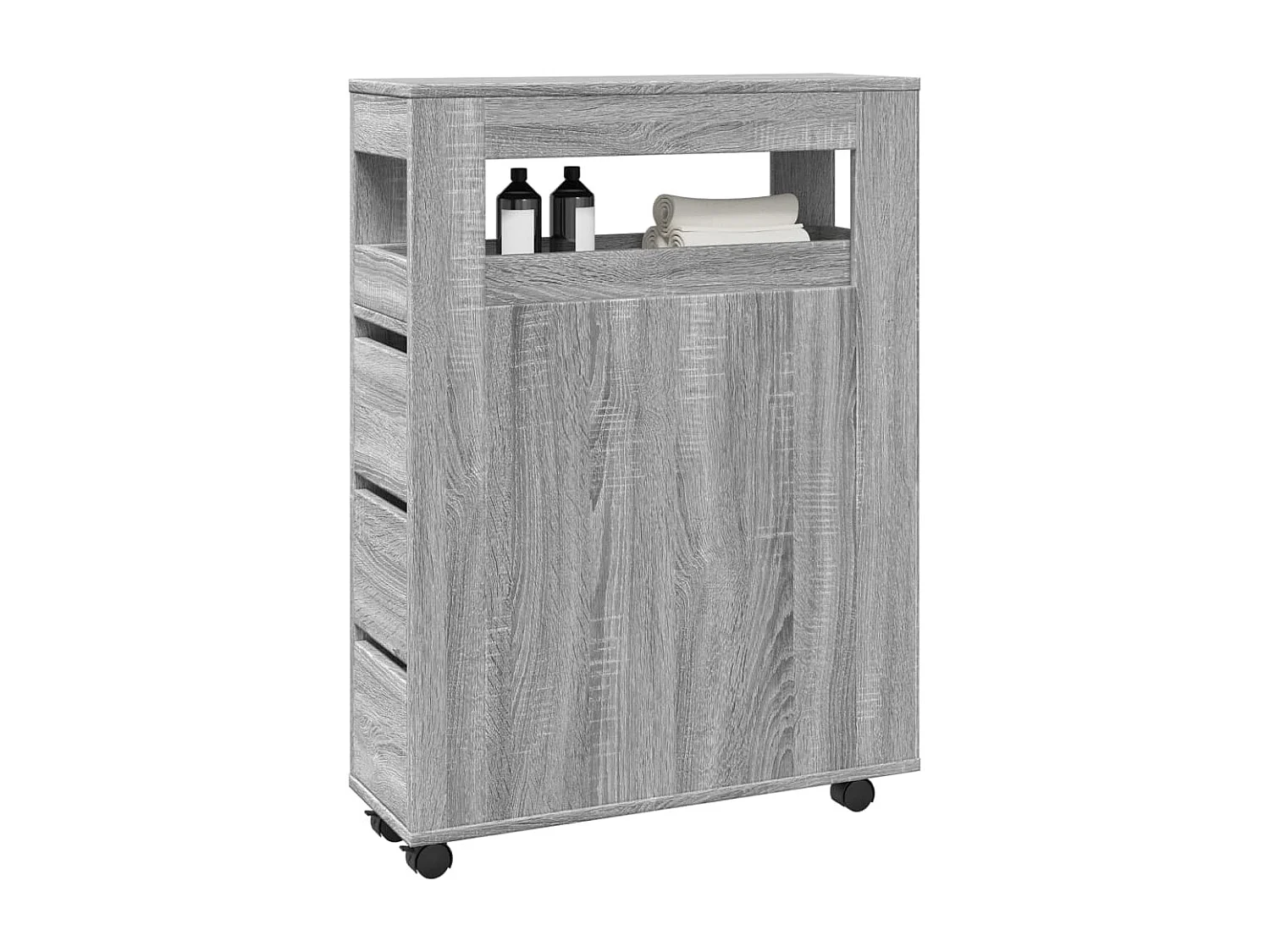 Mueble de baño estrecho con ruedas Sonoma gris
