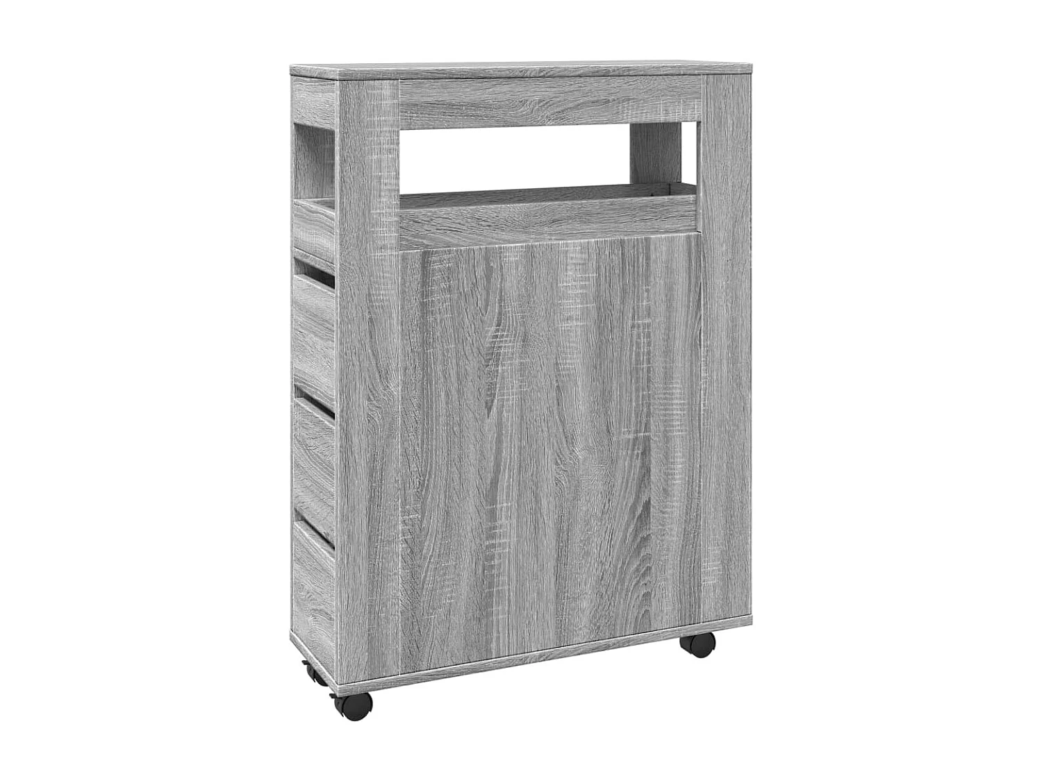 Meuble étroit de salle de bain à roulettes sonoma gris
