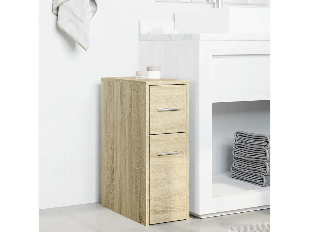 Schmaler Badezimmerschrank mit Rollen Sonoma-Eiche