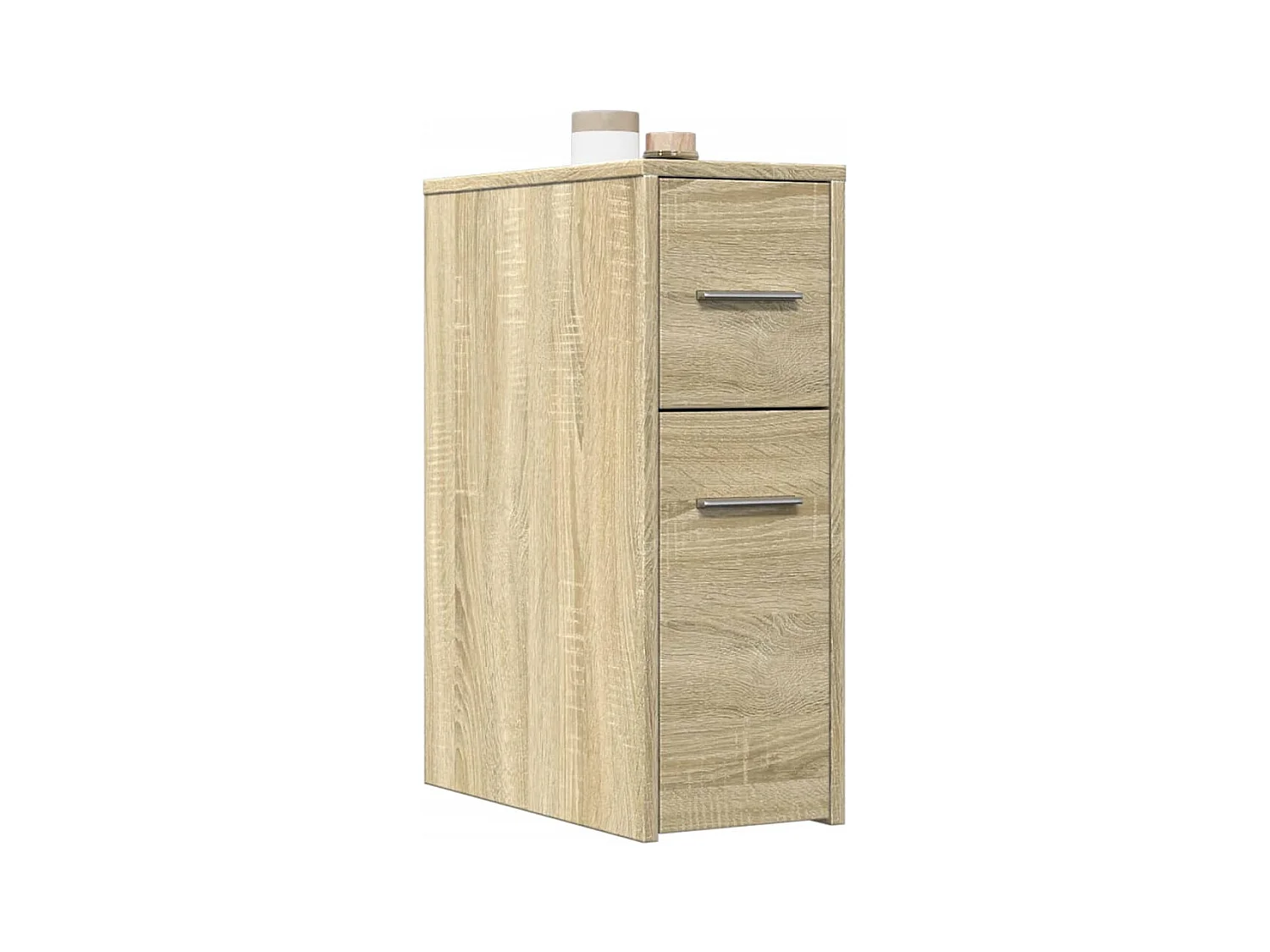 Armoire de salle de bain étroite avec roulettes chêne sonoma