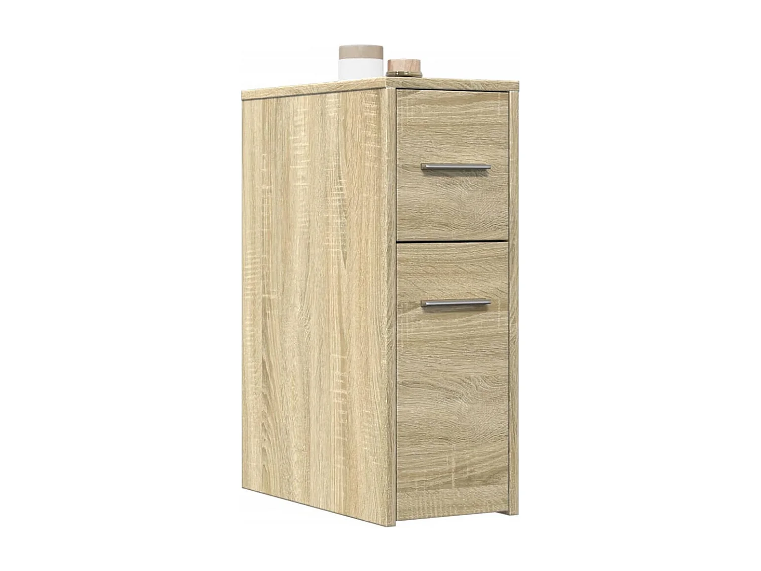 Armoire de salle de bain étroite avec roulettes chêne sonoma