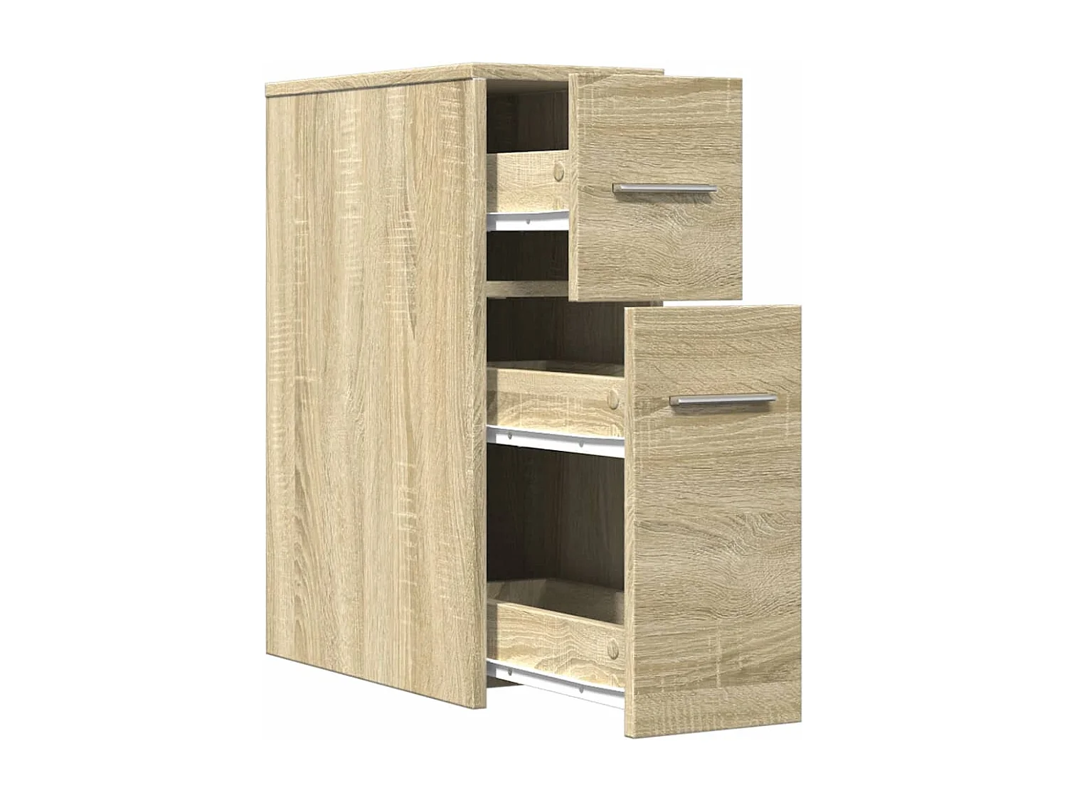 Armoire de salle de bain étroite avec roulettes chêne sonoma