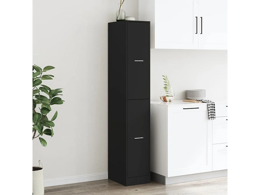 Zwarte apothekerskast 30x41x174,5 cm samengesteld hout