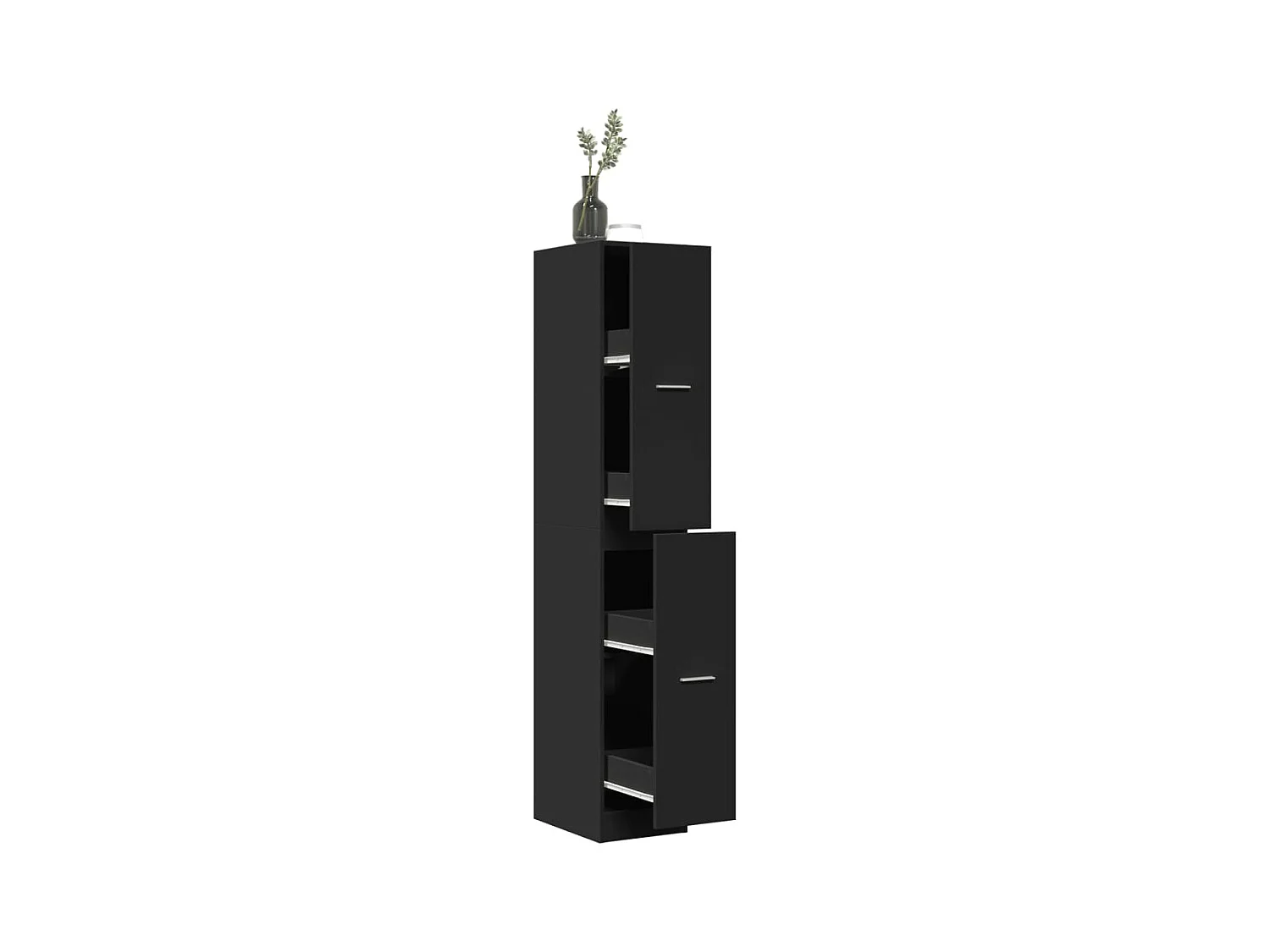 Armoire d'apothicaire noir 30x41x174,5 cm bois d'ingénierie