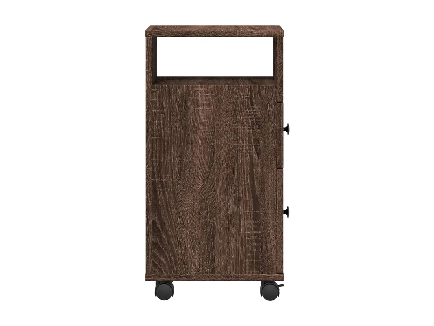 Schmale Badezimmermöbel auf Rollen, braune Eiche