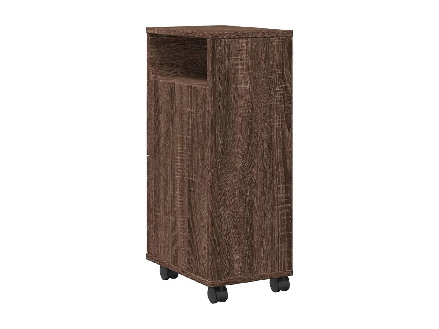 Meuble étroit de salle de bain à roulettes chêne marron