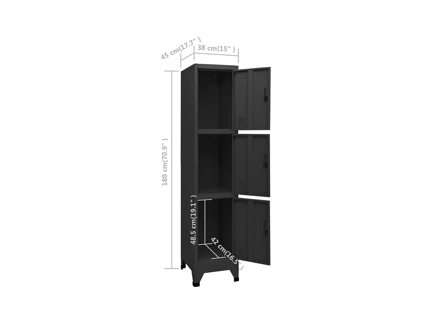 Armoire à casiers Noir 38x45x180 cm Acier