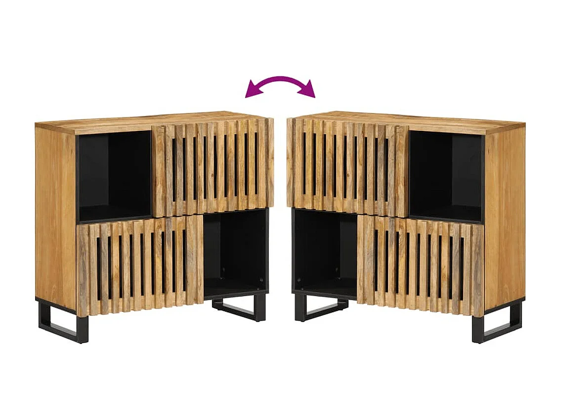 Buffet 80x34x75 cm bois de manguier massif brut